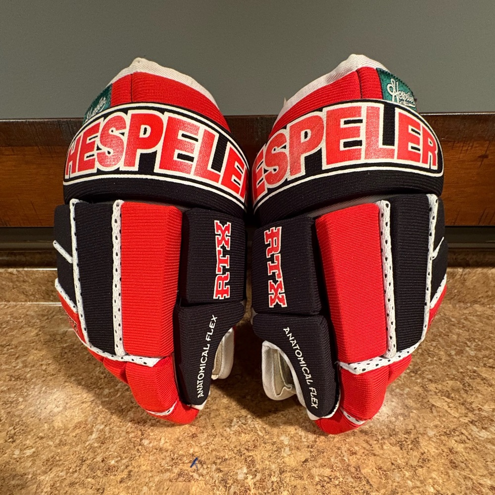 Red and Black Men's Hockey Gloves